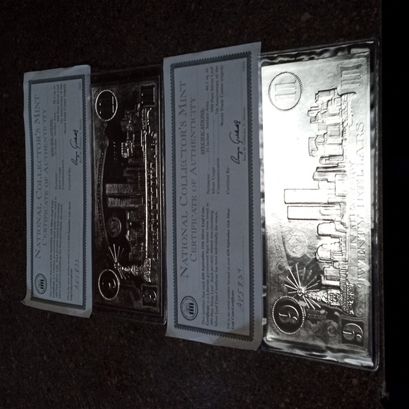 Silverleaf $20 bills point 999% silver leaf from 911 with certificates - Picture 1 of 3